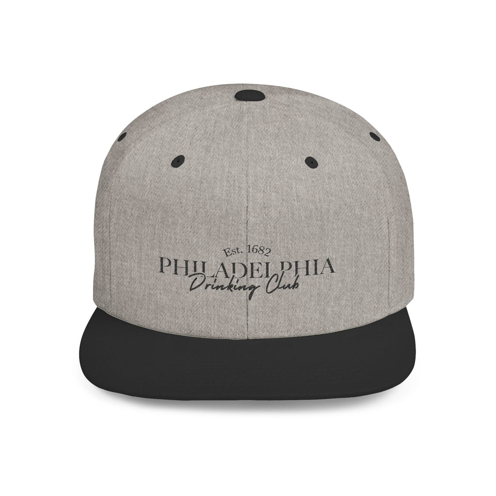 Philadelphia Drinking Club Flat Bill Snapback Hat — Est. 1682 Embroidered Cap