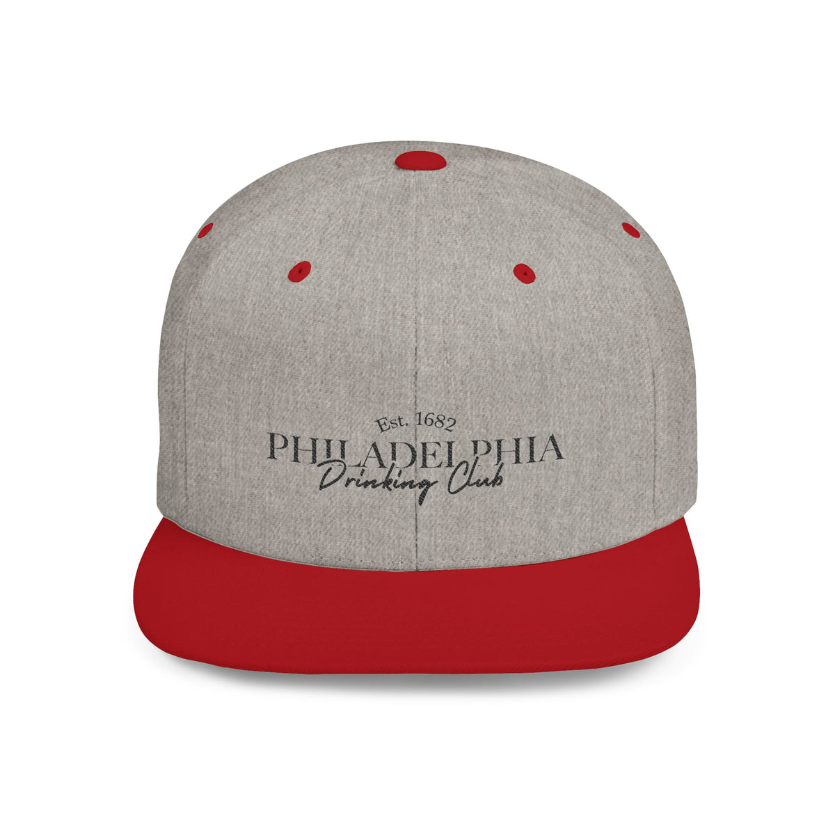 Philadelphia Drinking Club Flat Bill Snapback Hat — Est. 1682 Embroidered Cap