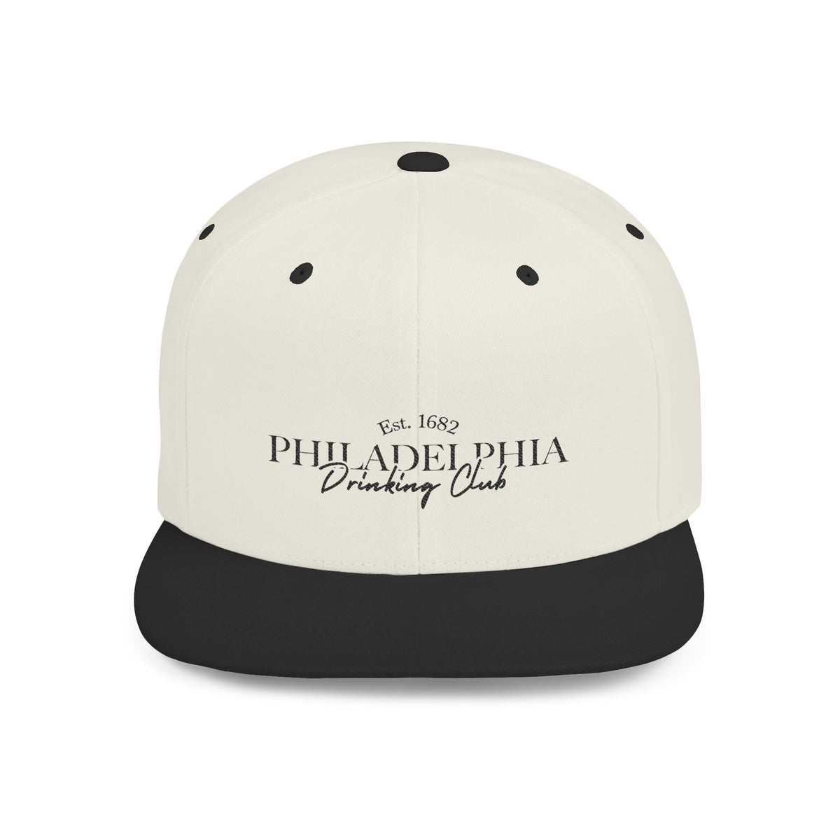 Philadelphia Drinking Club Flat Bill Snapback Hat — Est. 1682 Embroidered Cap