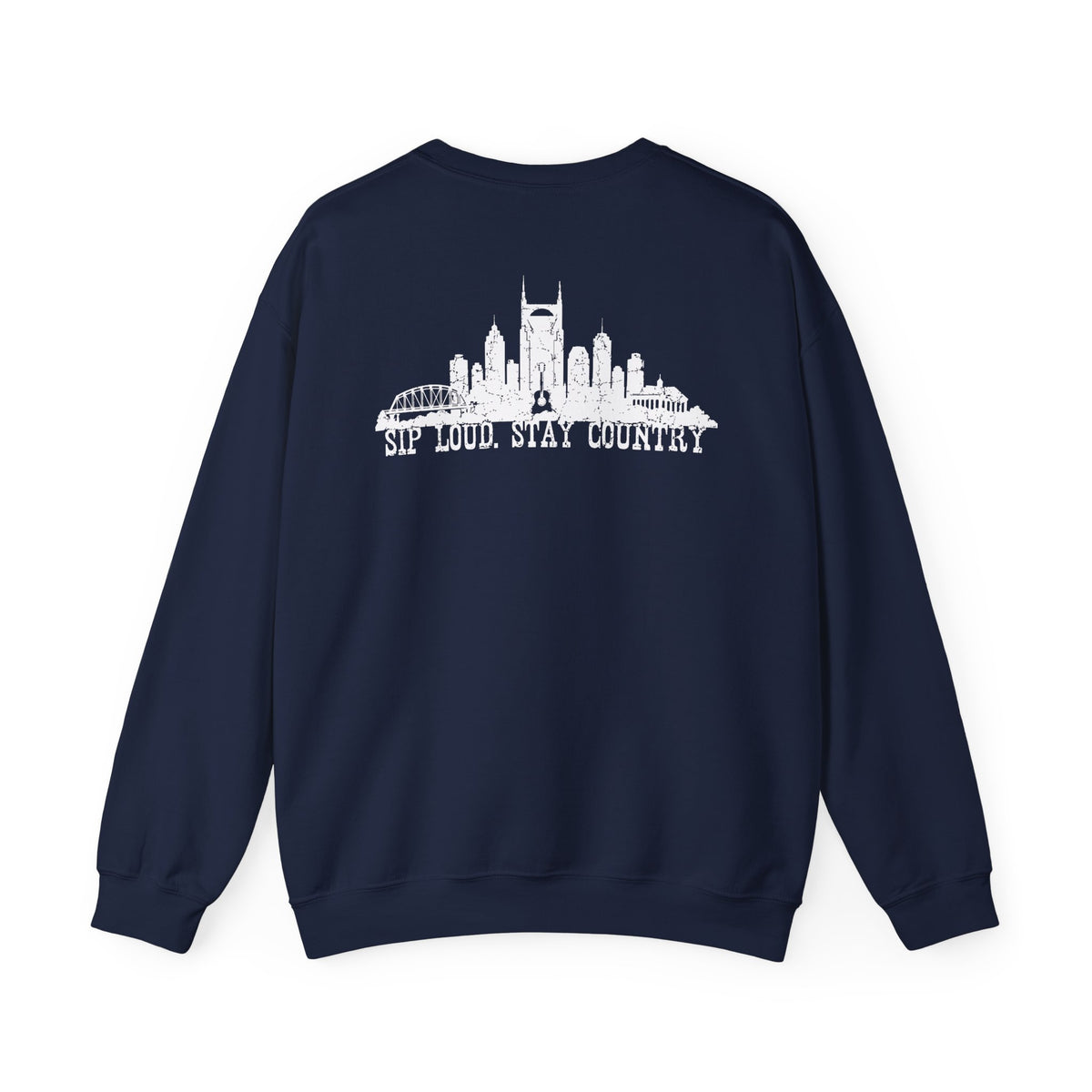 Nashville Drinking Club Crewneck Sweatshirt — 'Sip Loud, Stay Country' Skyline Pullover