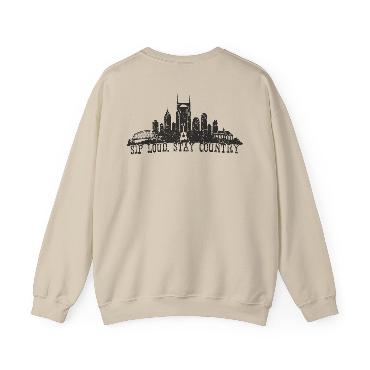Nashville Drinking Club Crewneck Sweatshirt — 'Sip Loud, Stay Country' Skyline Pullover