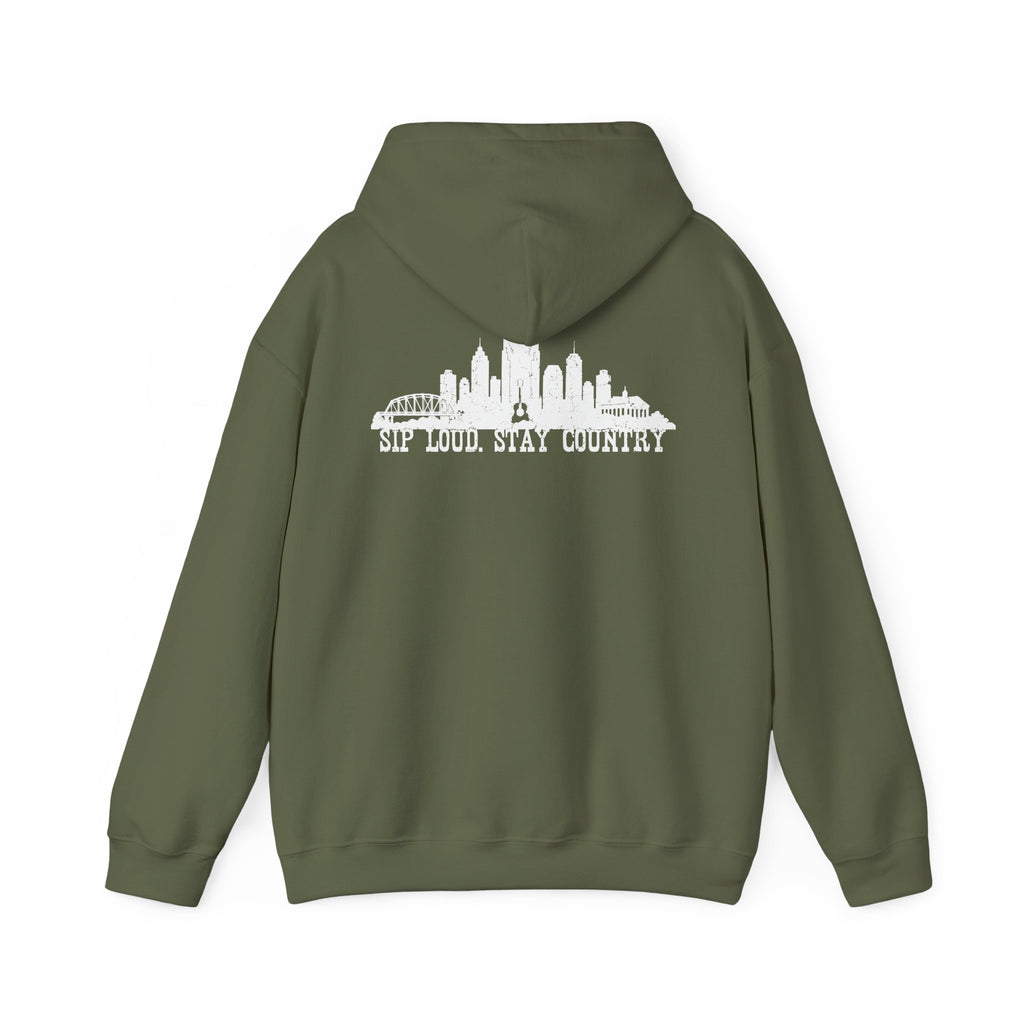 Nashville Drinking Club Hoodie – Skyline Back Print, Est. 1896
