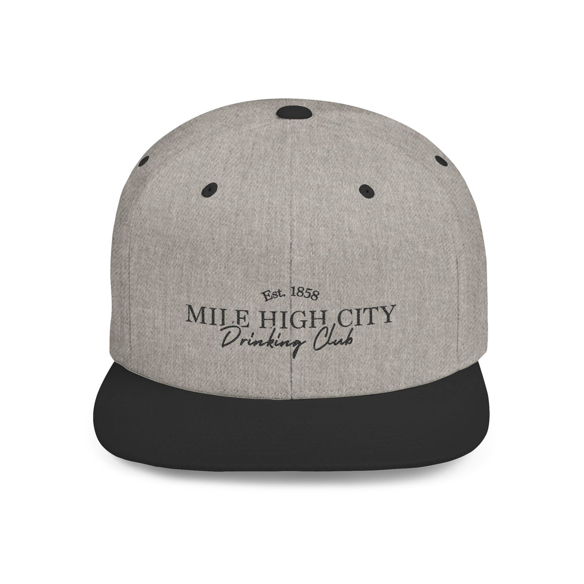 Flat Bill Snapback Hat — "Mile High City Drinking Club" Embroidered Trucker Cap
