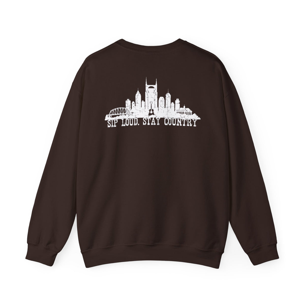 Nashville Drinking Club Crewneck Sweatshirt — 'Sip Loud, Stay Country' Skyline Pullover