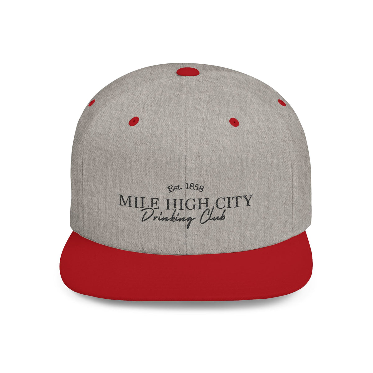 Flat Bill Snapback Hat — "Mile High City Drinking Club" Embroidered Trucker Cap
