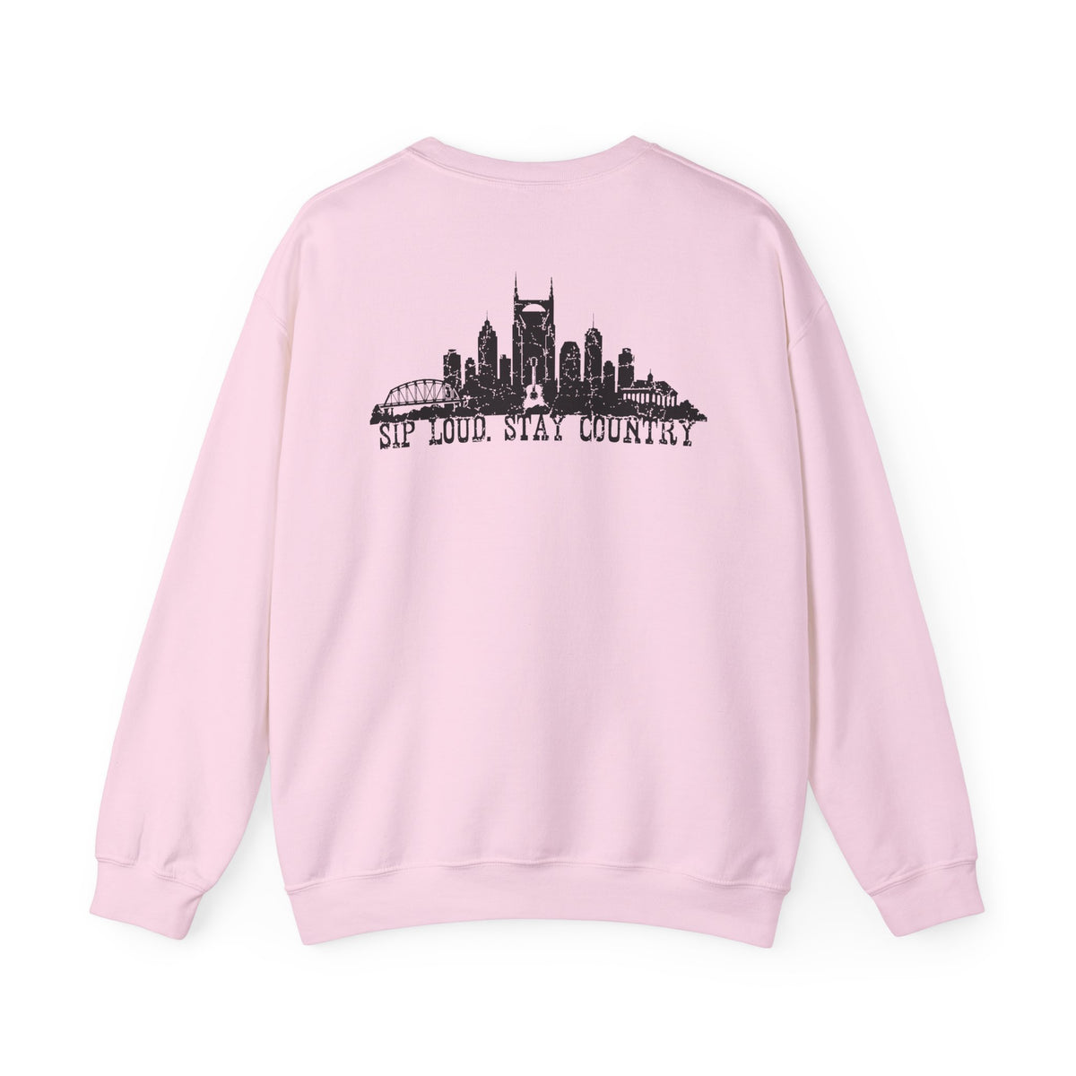 Nashville Drinking Club Crewneck Sweatshirt — 'Sip Loud, Stay Country' Skyline Pullover