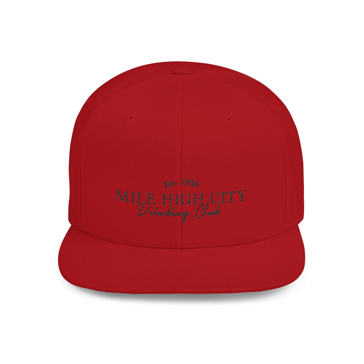 Flat Bill Snapback Hat — "Mile High City Drinking Club" Embroidered Trucker Cap