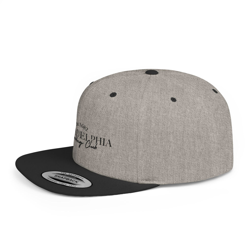 Philadelphia Drinking Club Flat Bill Snapback Hat — Est. 1682 Embroidered Cap