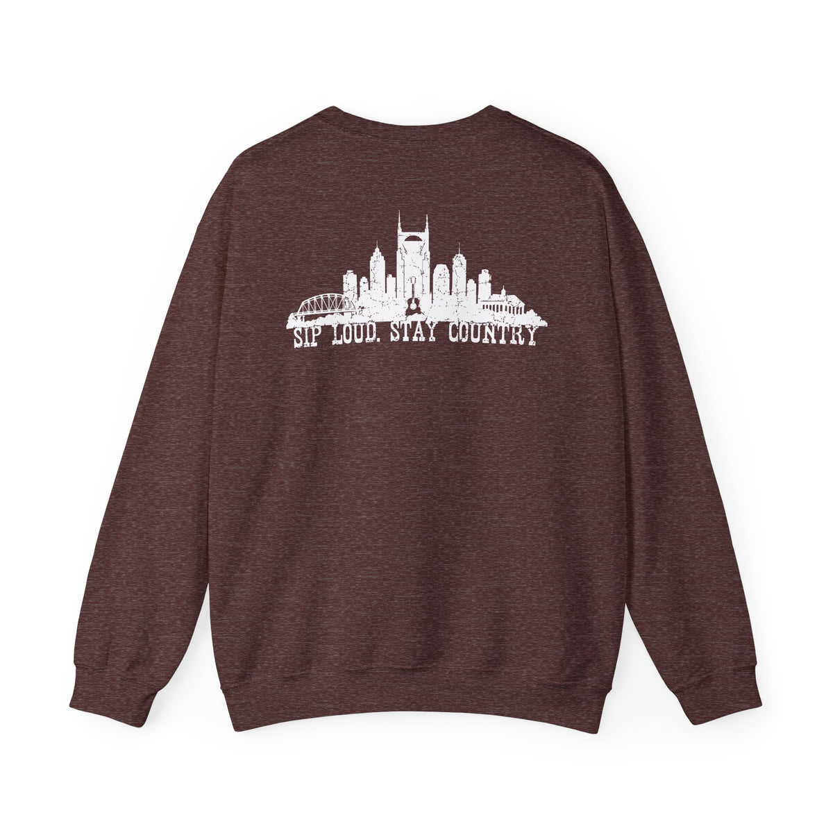 Nashville Drinking Club Crewneck Sweatshirt — 'Sip Loud, Stay Country' Skyline Pullover