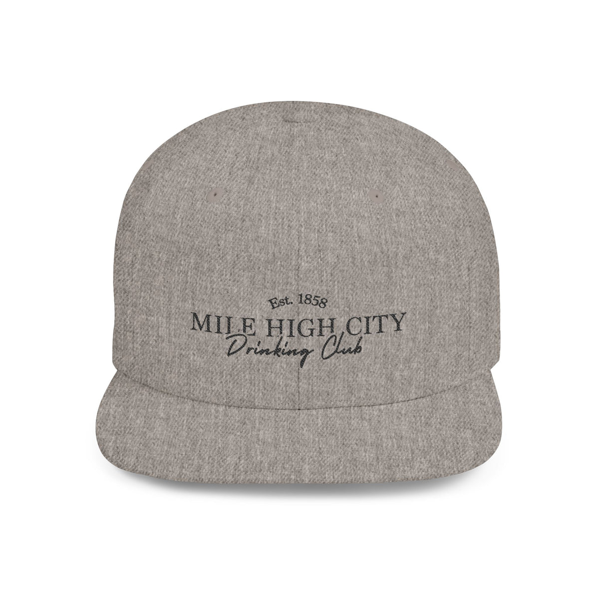 Flat Bill Snapback Hat — "Mile High City Drinking Club" Embroidered Trucker Cap