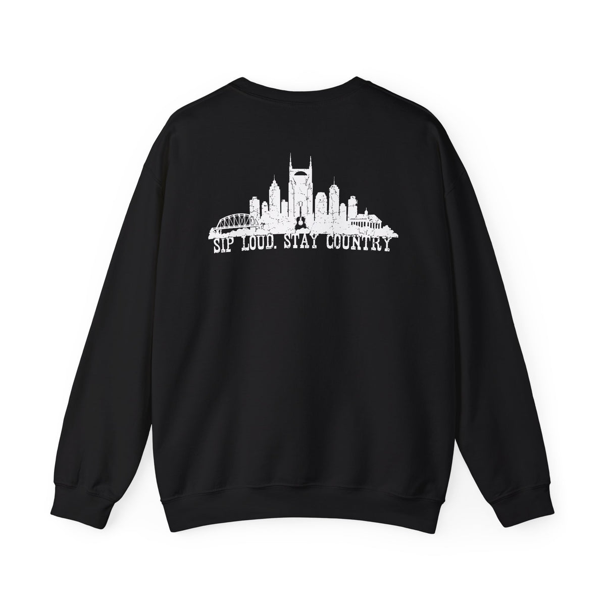 Nashville Drinking Club Crewneck Sweatshirt — 'Sip Loud, Stay Country' Skyline Pullover