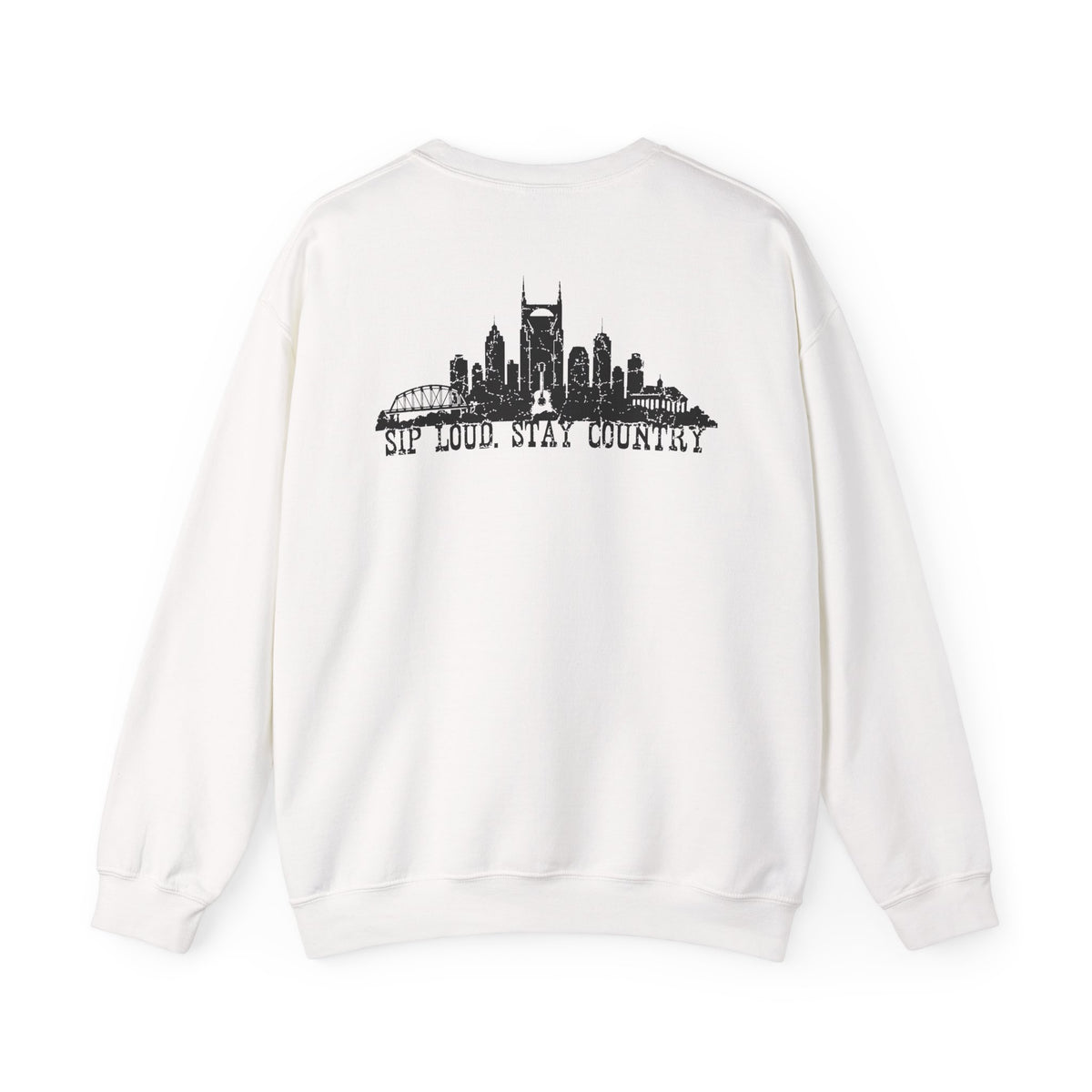 Nashville Drinking Club Crewneck Sweatshirt — 'Sip Loud, Stay Country' Skyline Pullover